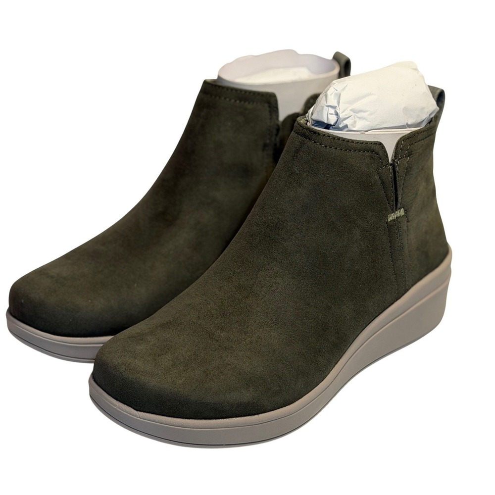 Ryka Lovely Ankle Boots Alpine Green‎ Water-Repellent Wedge Comfort Shoes 6.5W
